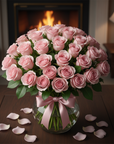 24 Light Pink Roses in a Vase