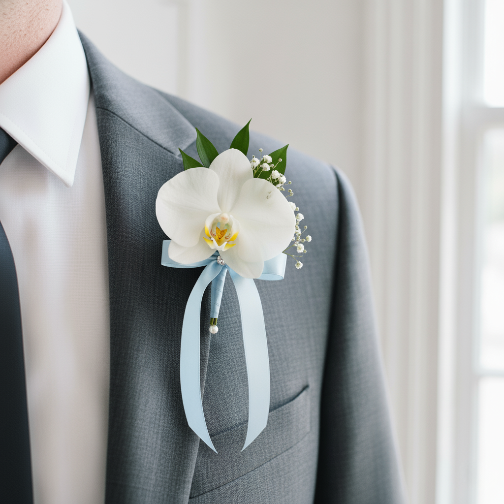 Elegant Orchid Boutonniere