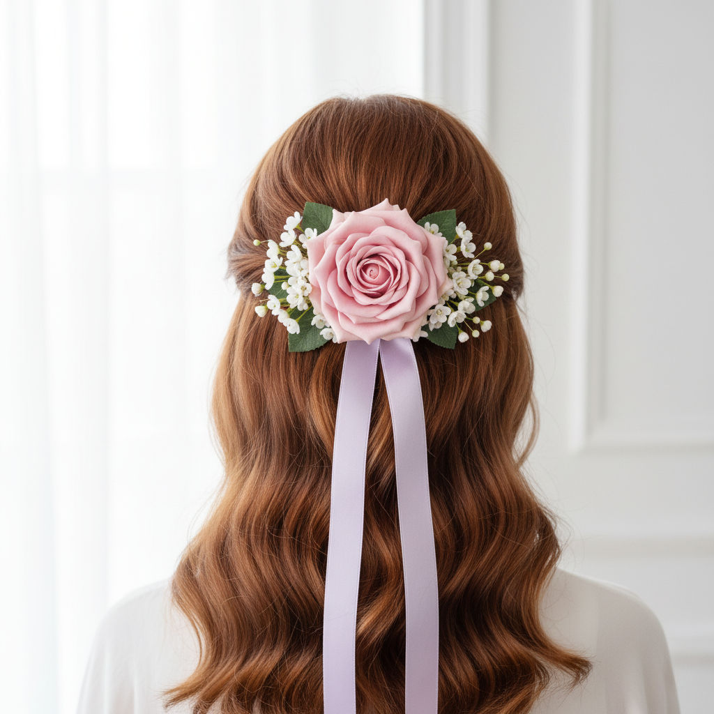 Elegant Pink Rose Barrette