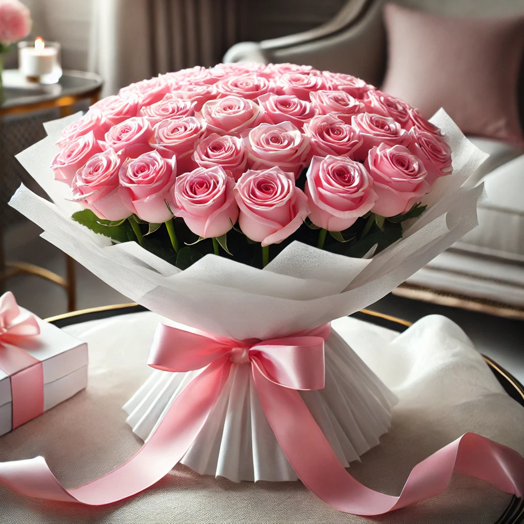 Elegant Pink Roses in a Luxury Gift Box
