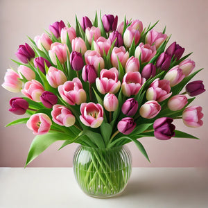 24 Elegant Pink & Purple Tulip Bouquet