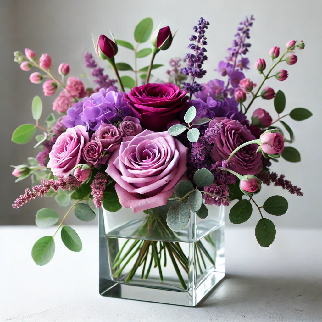 Elegant Purple Bloom Cube