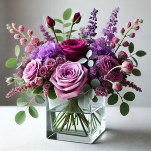 Elegant Purple Bloom Cube