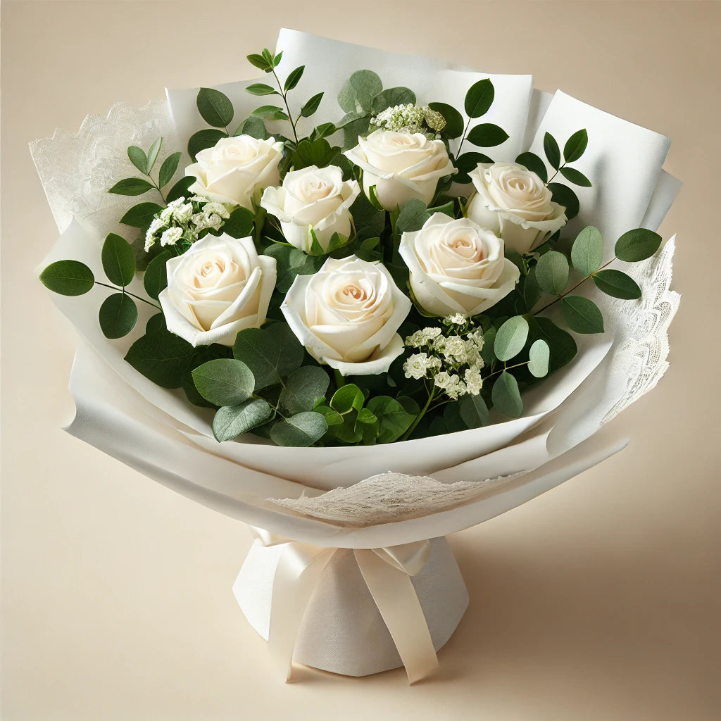 Elegant White Roses Bouquet