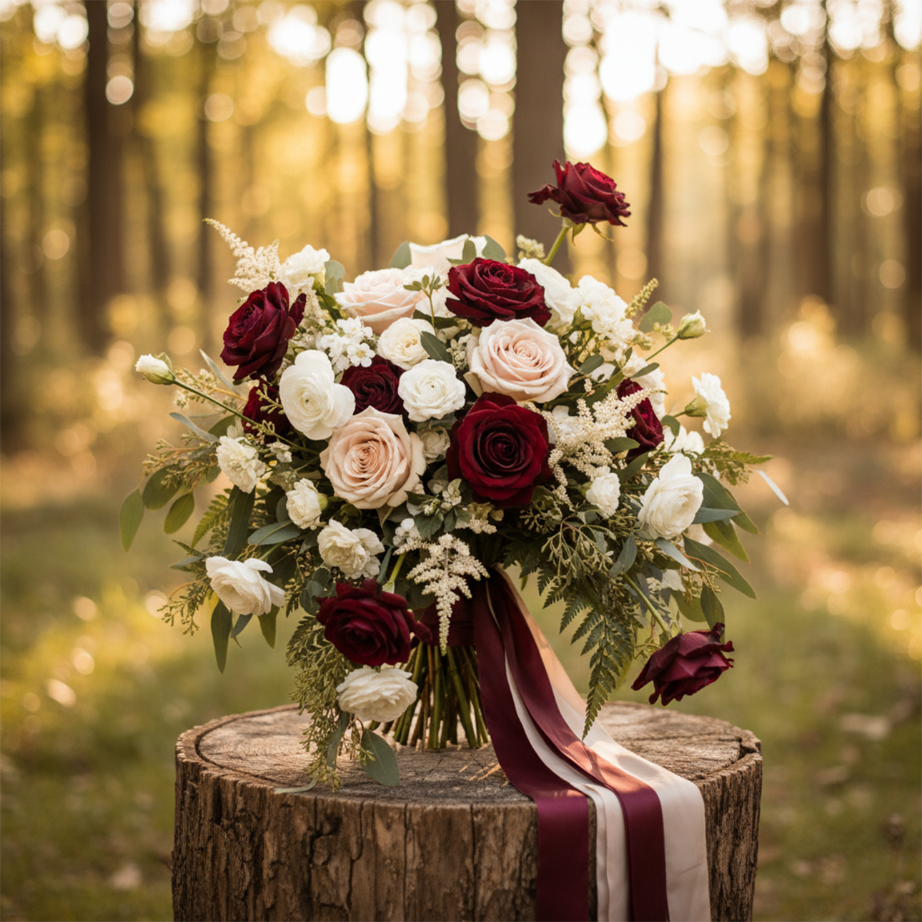 Marsala Romance Cascade Bouquet