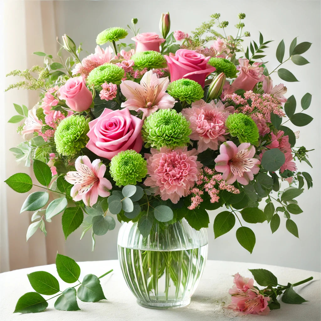 Mixed Pink &amp; Green Floral Elegance