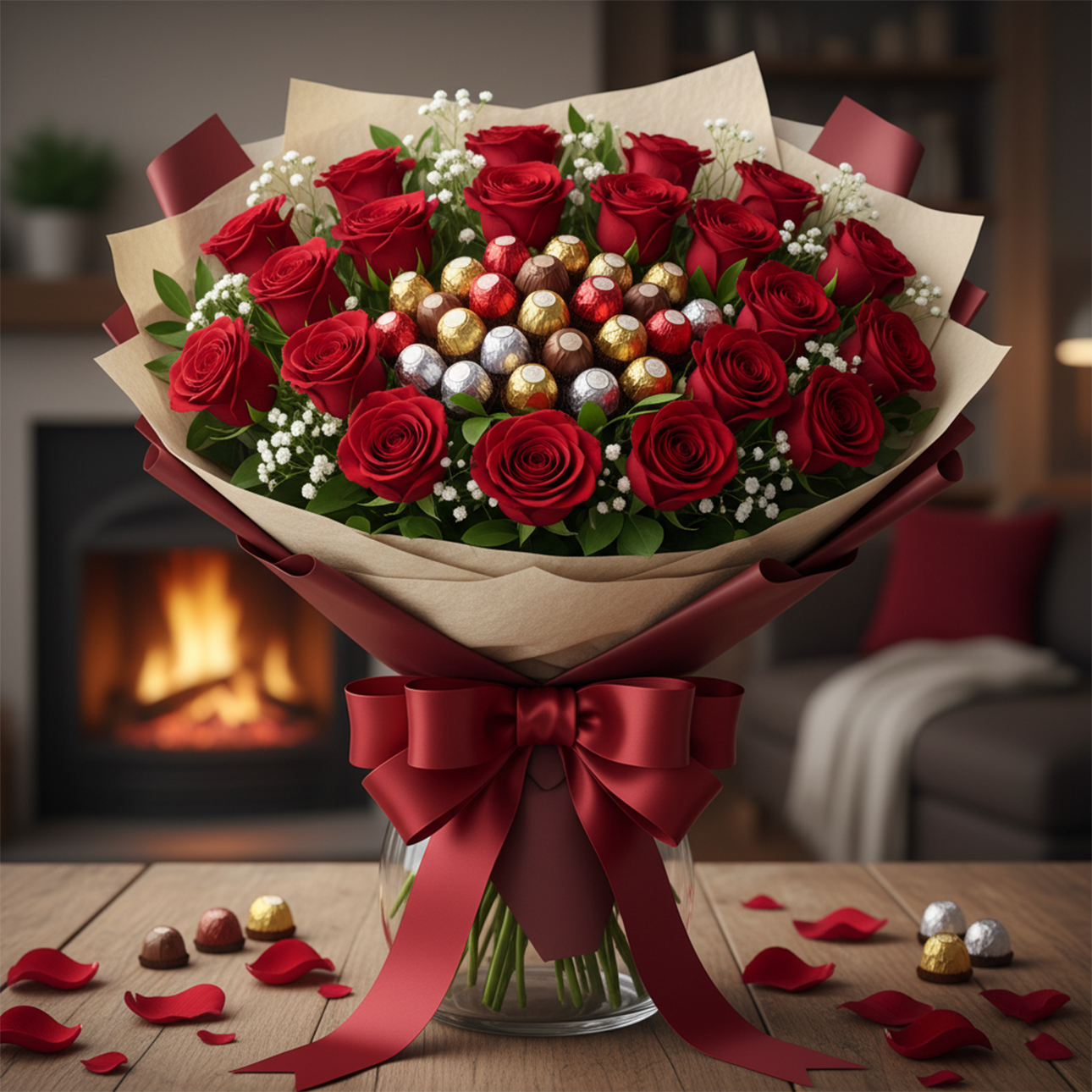 Red Roses &amp; Chocolate Bouquet